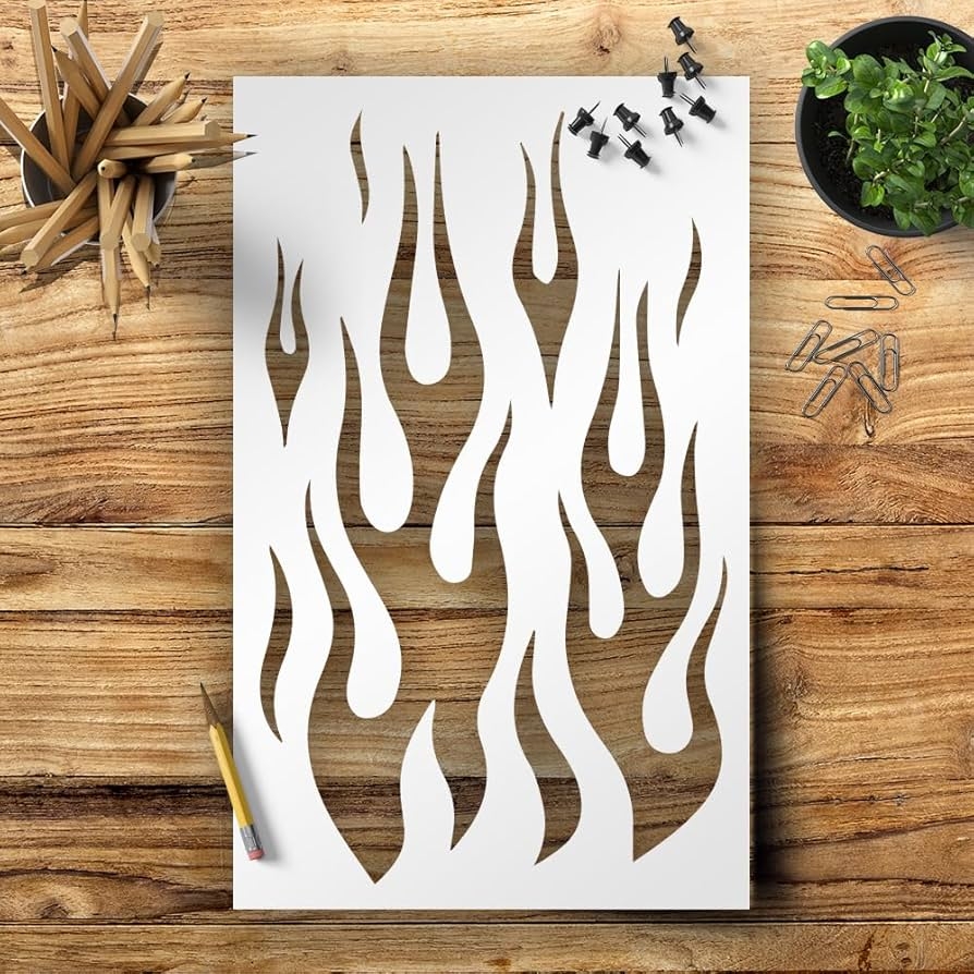 1 X 5 X 8 Inch Custom Made Stencil VF 7 Flame Fire Arts And 