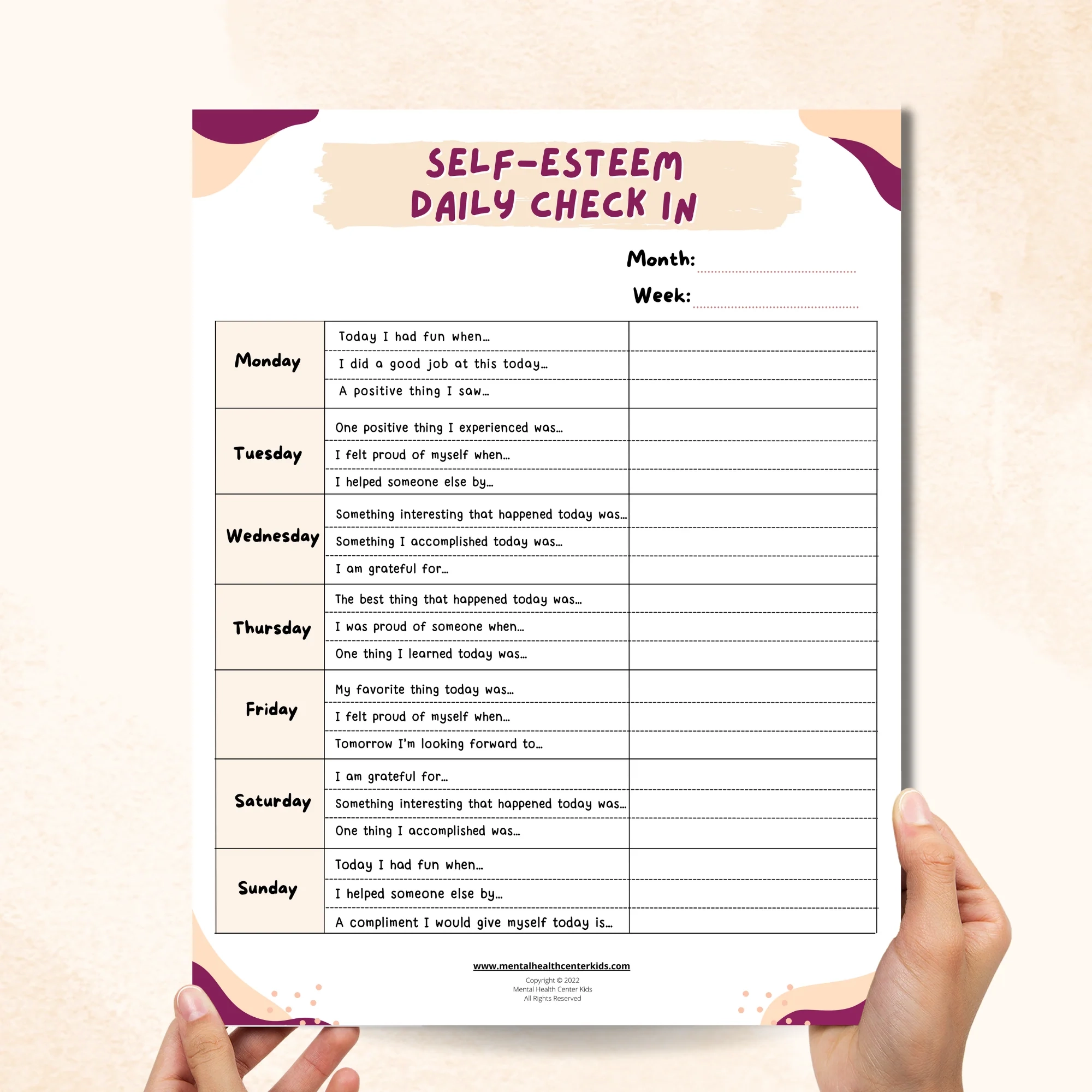 10 Printable Self Esteem Worksheets For Kids Mental Health 