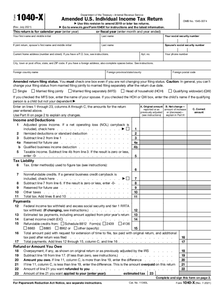 1040 X Form Fill Out amp Sign Online DocHub