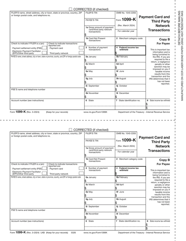 Form 1099 K For 2026