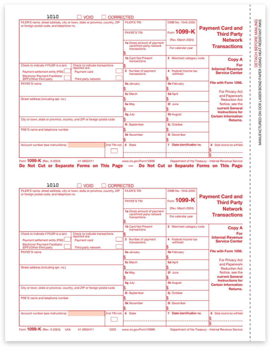 1099K Forms For Payment Transactions IRS Copy A DiscountTaxForms