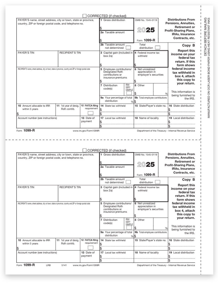 1099R Tax Forms 2025 Copy B Recipient DiscountTaxForms