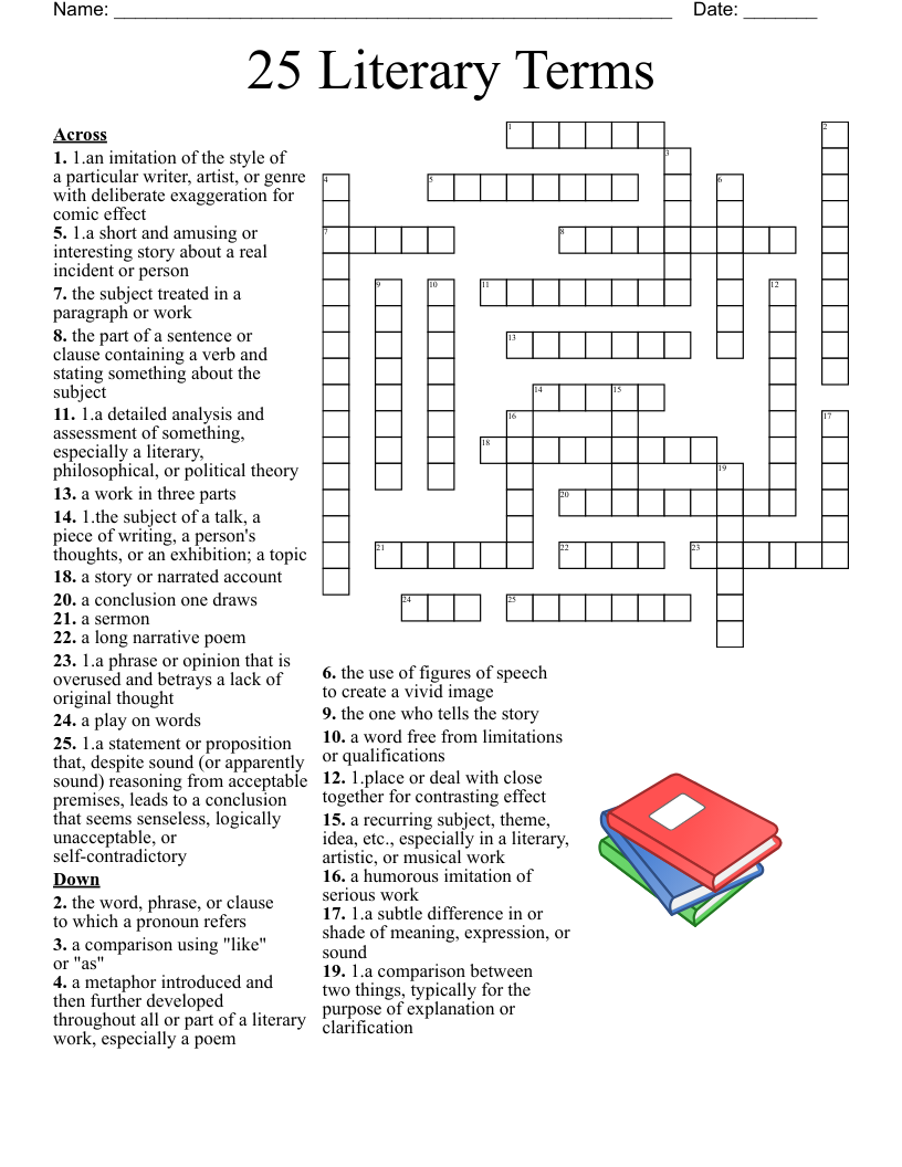 10th Grade Literary Terms Crossword WordMint