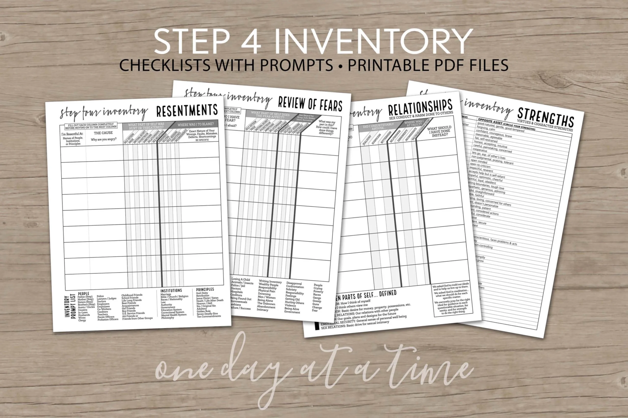 12 Step Recovery Journal Addiction Sobriety Step 4 Inventory 