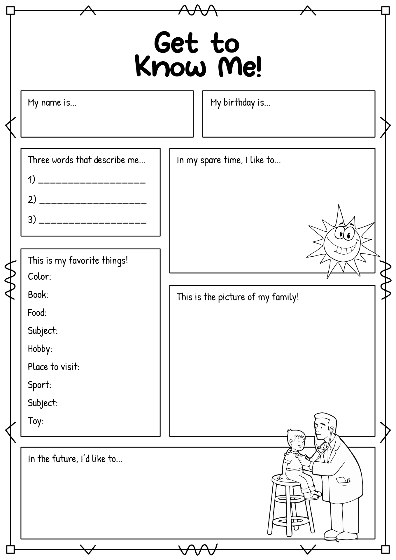 Get To Know You Worksheet For Kids