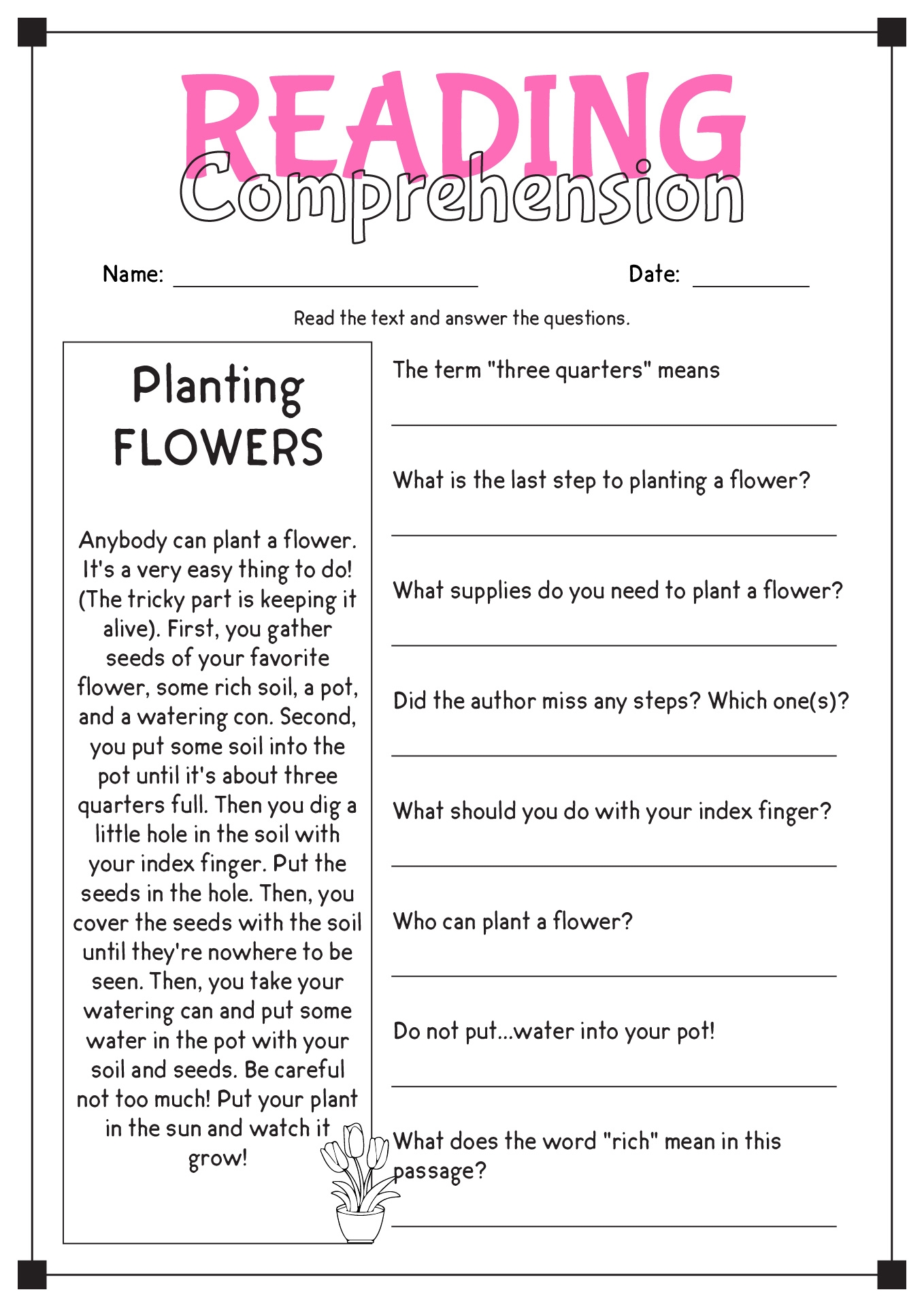 Reading Worksheets Printable Free
