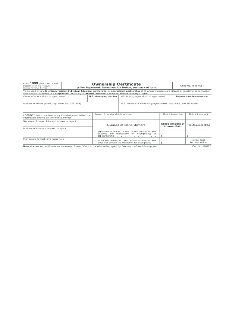 2005 Form IRS 1000 Fill Online Printable Fillable Blank PdfFiller