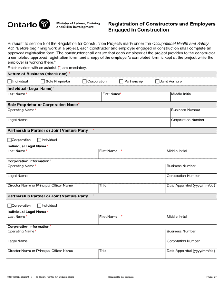 2022 2025 Ontario Form 016 1000E Fill Online Printable Fillable 