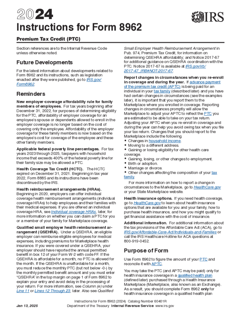 Tax Form 8962 Printable