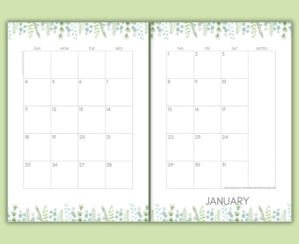 2025 2026 Two Page Calendar Monthly Spread Free Printable 