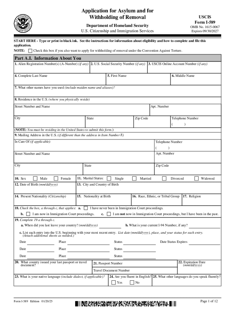 2025 Form USCIS I 589 Fill Online Printable Fillable Blank 