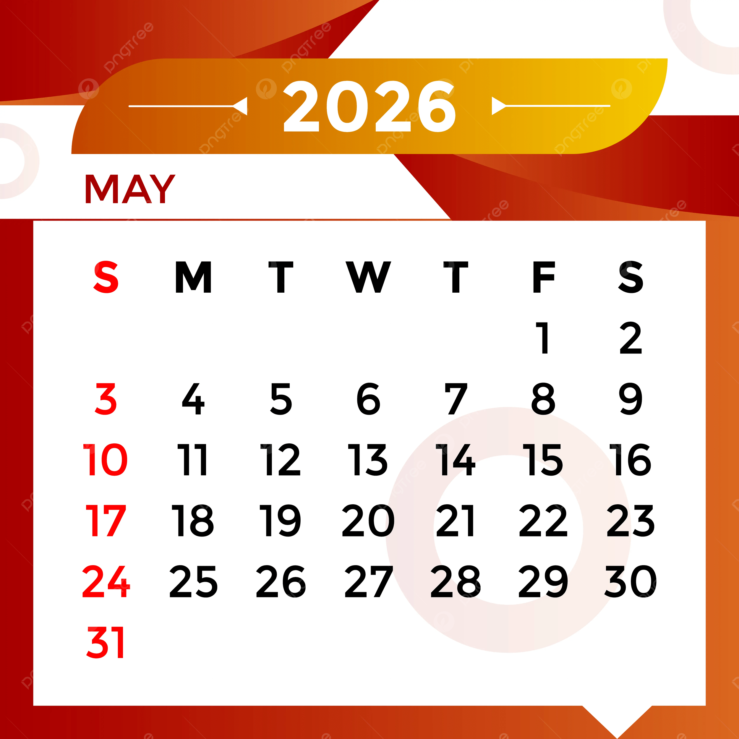 Calendar For May 2026