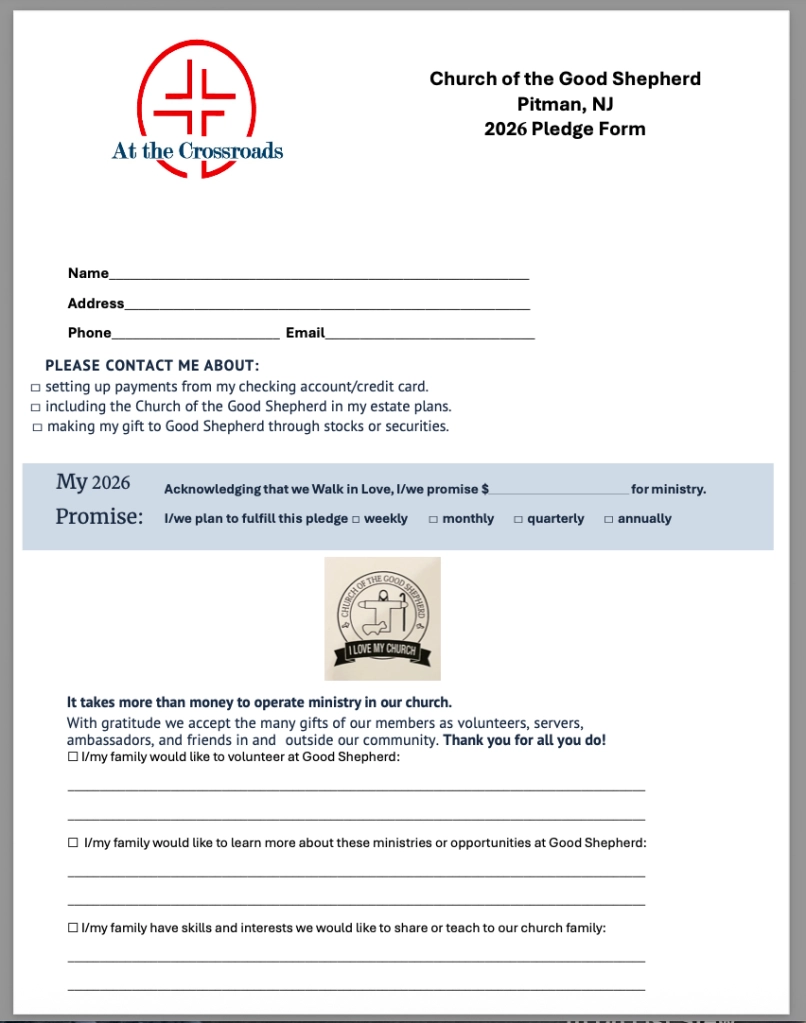 2026 Pledge Form The Episcopal Church Of The Good Shepherd
