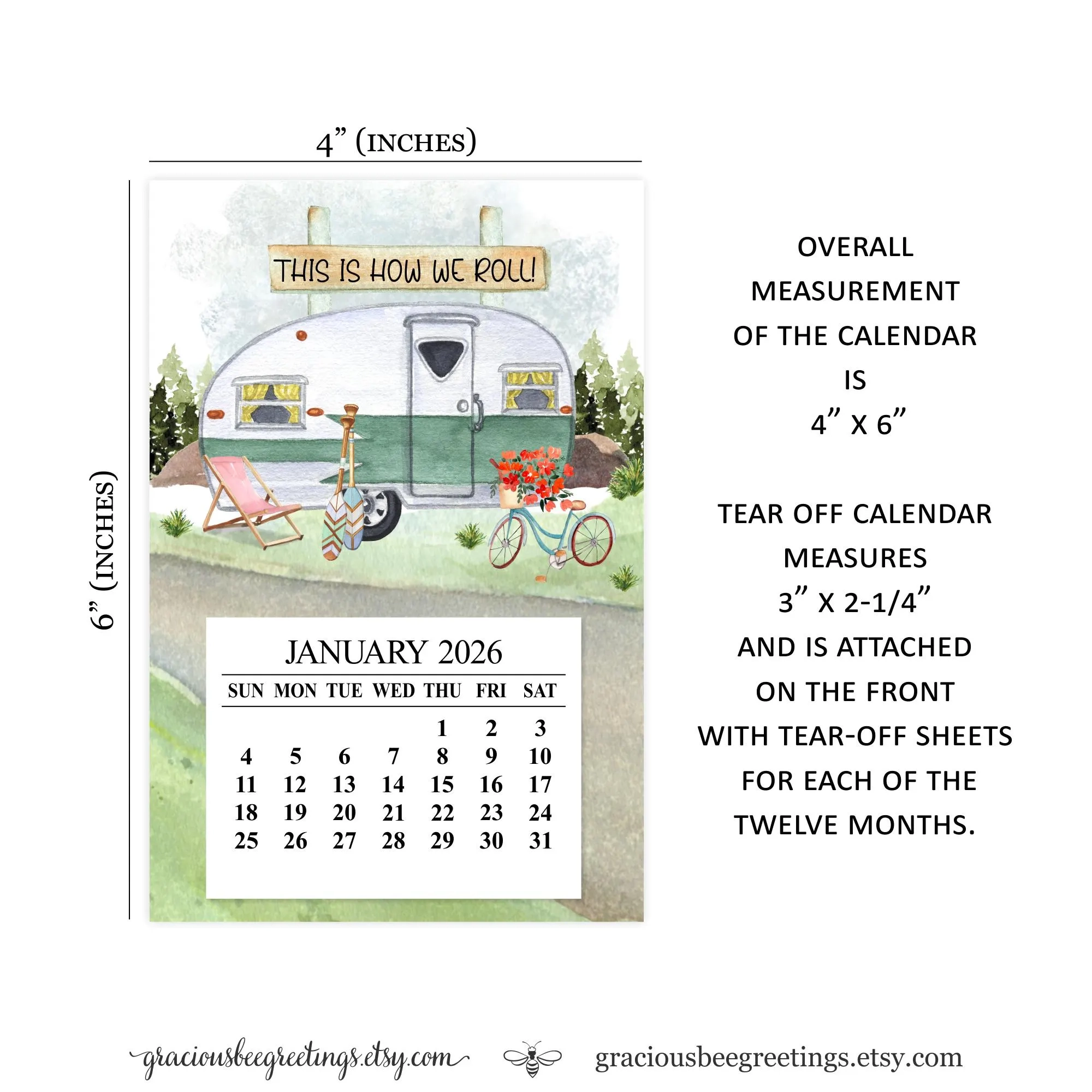 2026 Retro Camper Fridge Magnet Calendar This Is How We Roll 