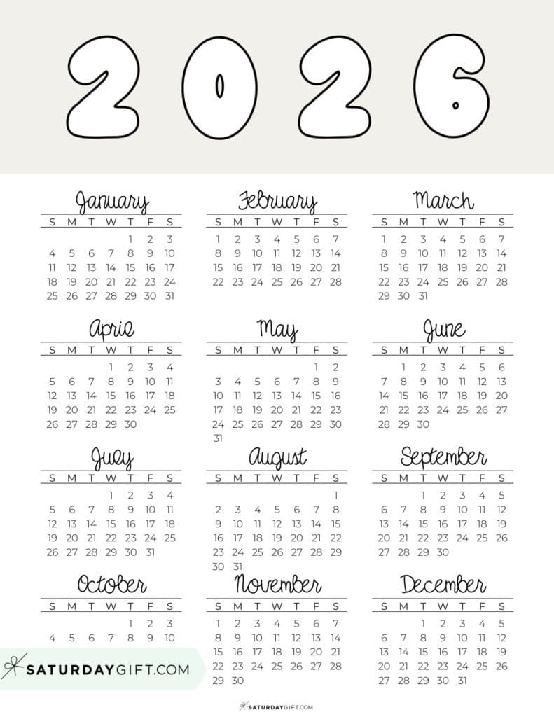 Free Printable Calendar Com 2026