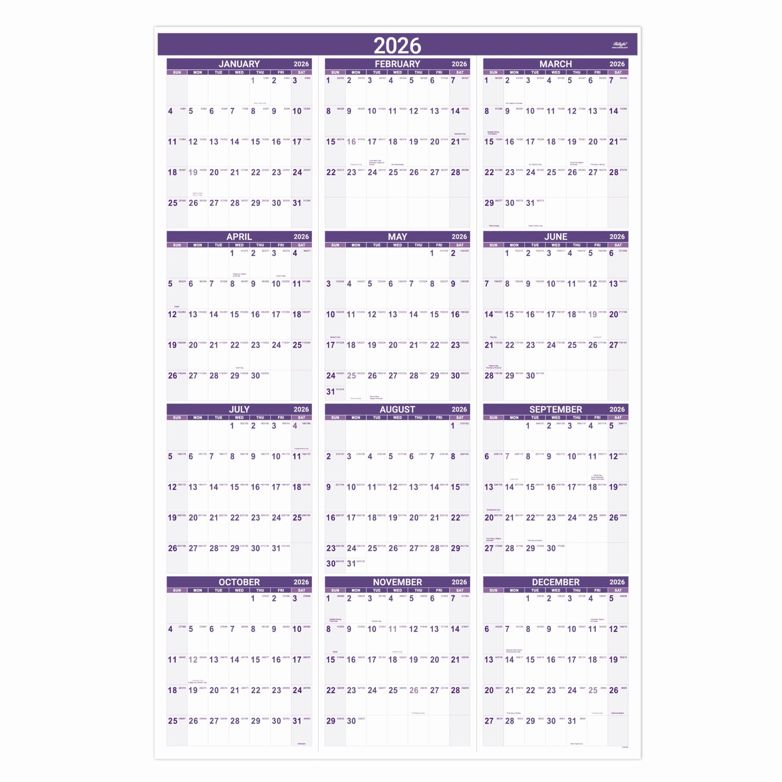 2026 Yearly Wall Calendar 2026 Calendar Jan 2026 Dec 2026 