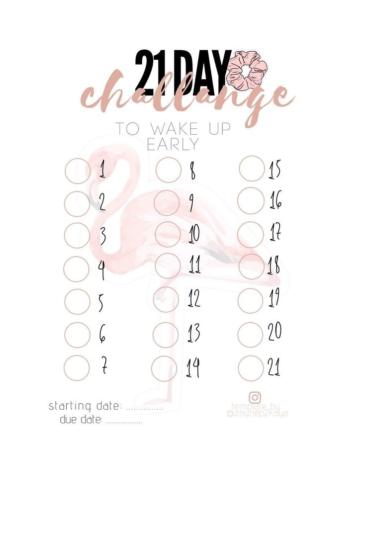 21 Day Morning Challenge To Wake Up Early with Printable Tracker 