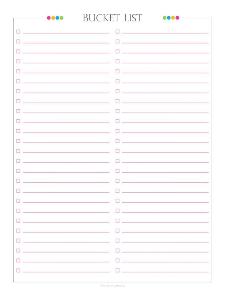 23 Printable Bucket List Templates For Your Dream Goals Develop 