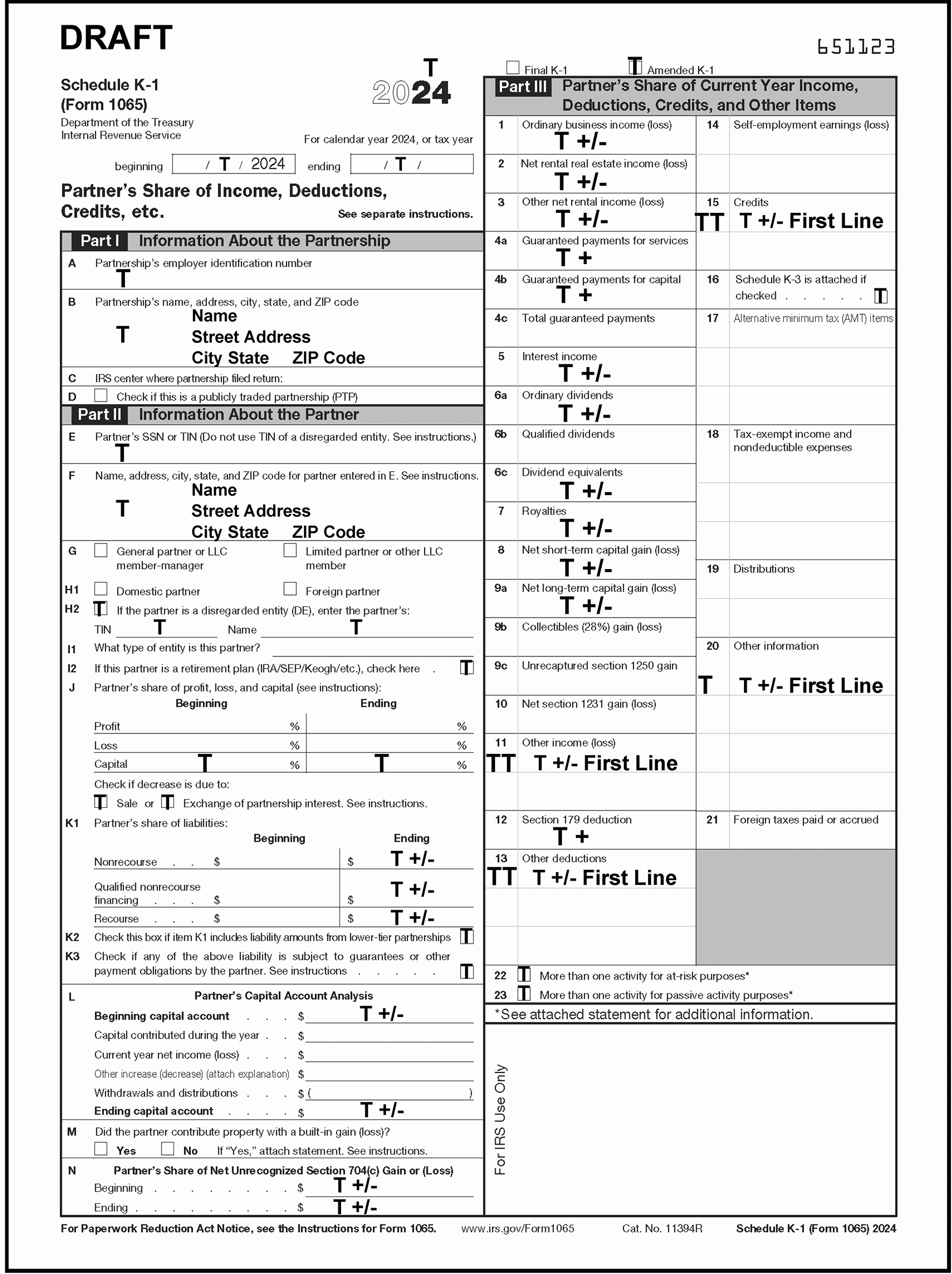 Irs Form 1065 K1