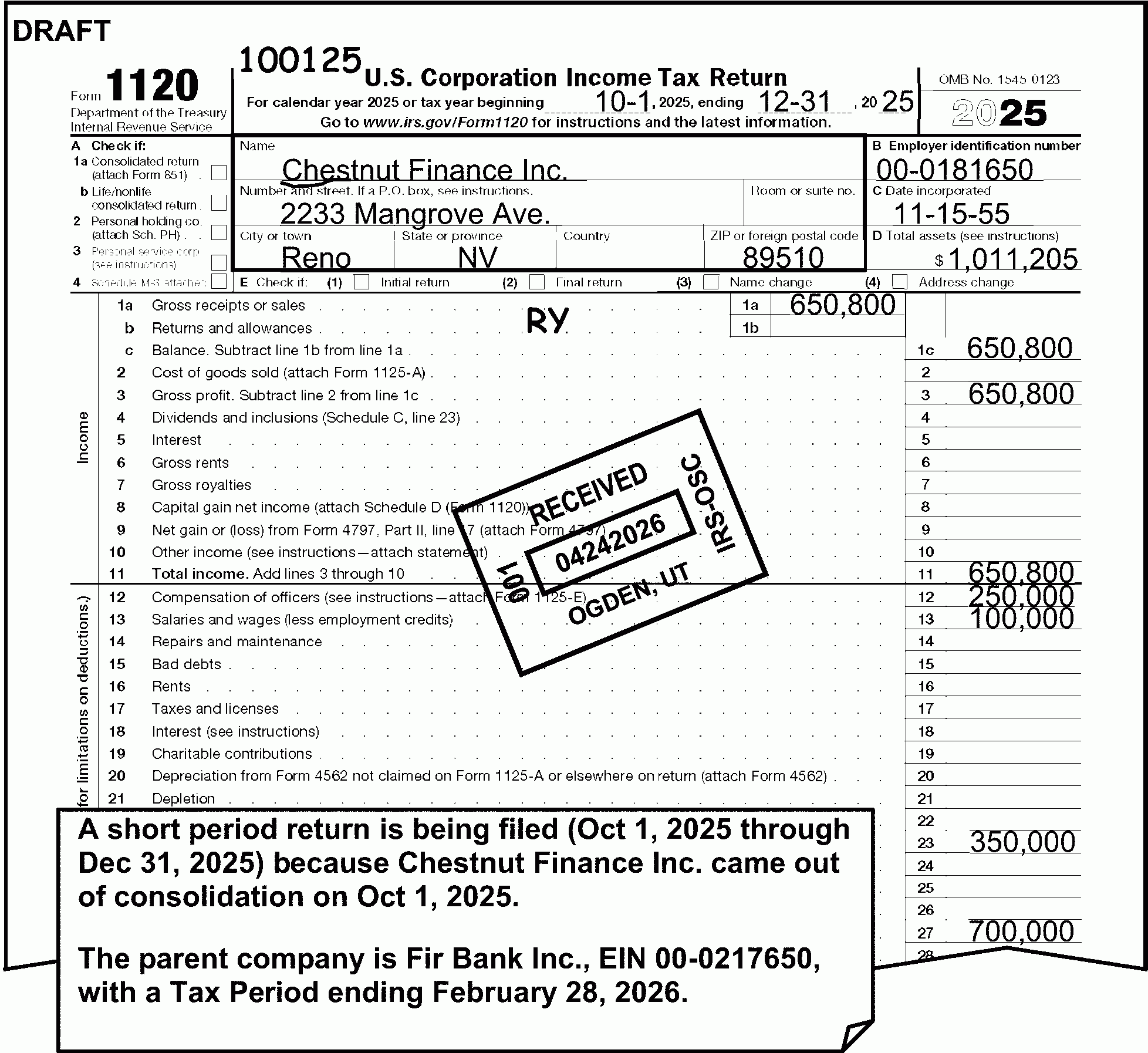 3 11 16 Corporate Income Tax Returns Internal Revenue Service