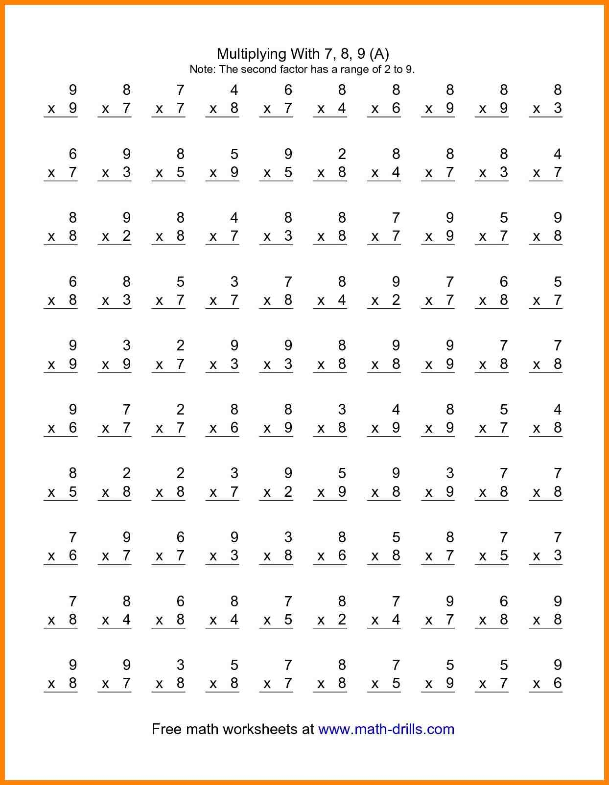 Printable Math Facts Worksheets 4th Grade