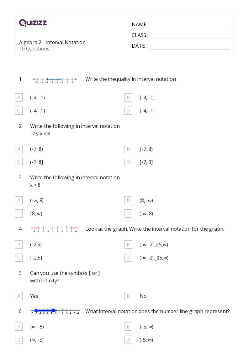 50 Algebra 2 Worksheets For 11th Class On Quizizz Free amp Printable