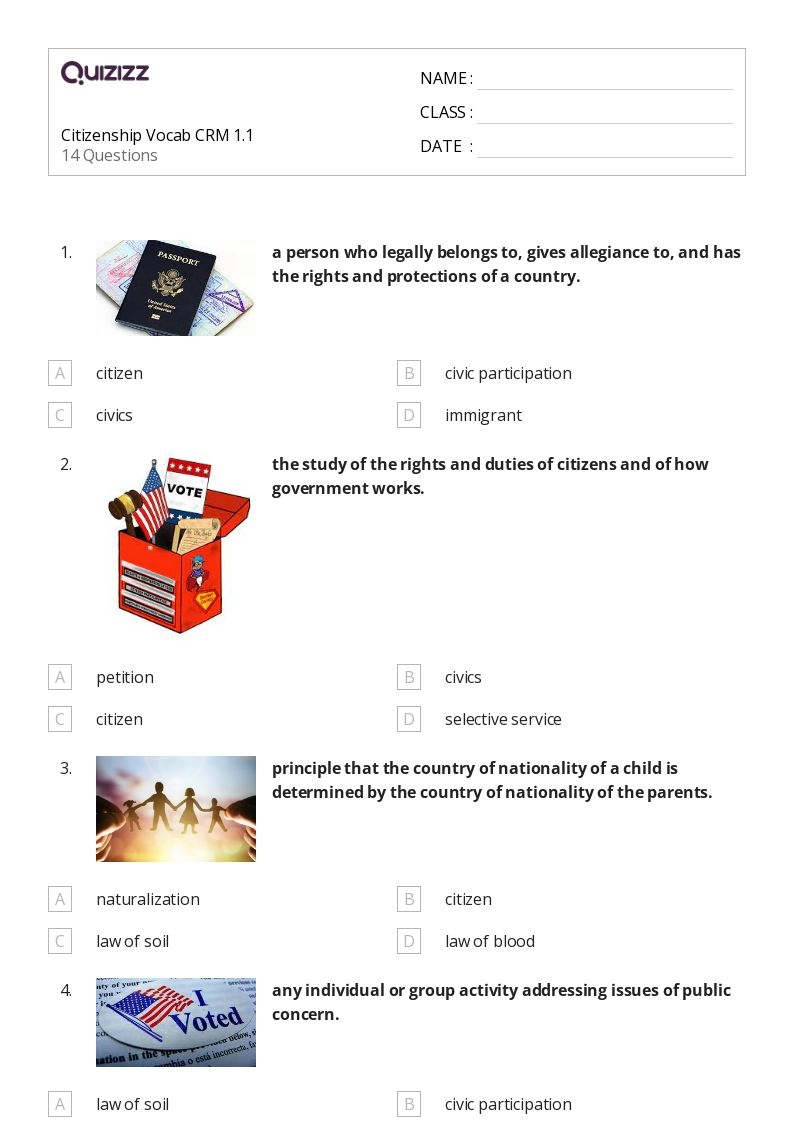 50 Civics amp Government Worksheets For 7th Grade On Quizizz Free 