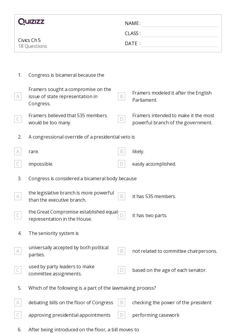 50 Civics Worksheets For 7th Grade On Quizizz Free amp Printable