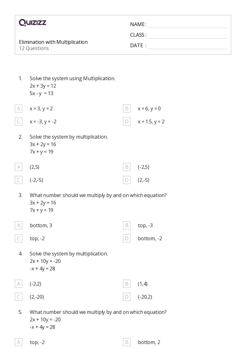 50 Multiplication Worksheets For 8th Grade On Quizizz Free 
