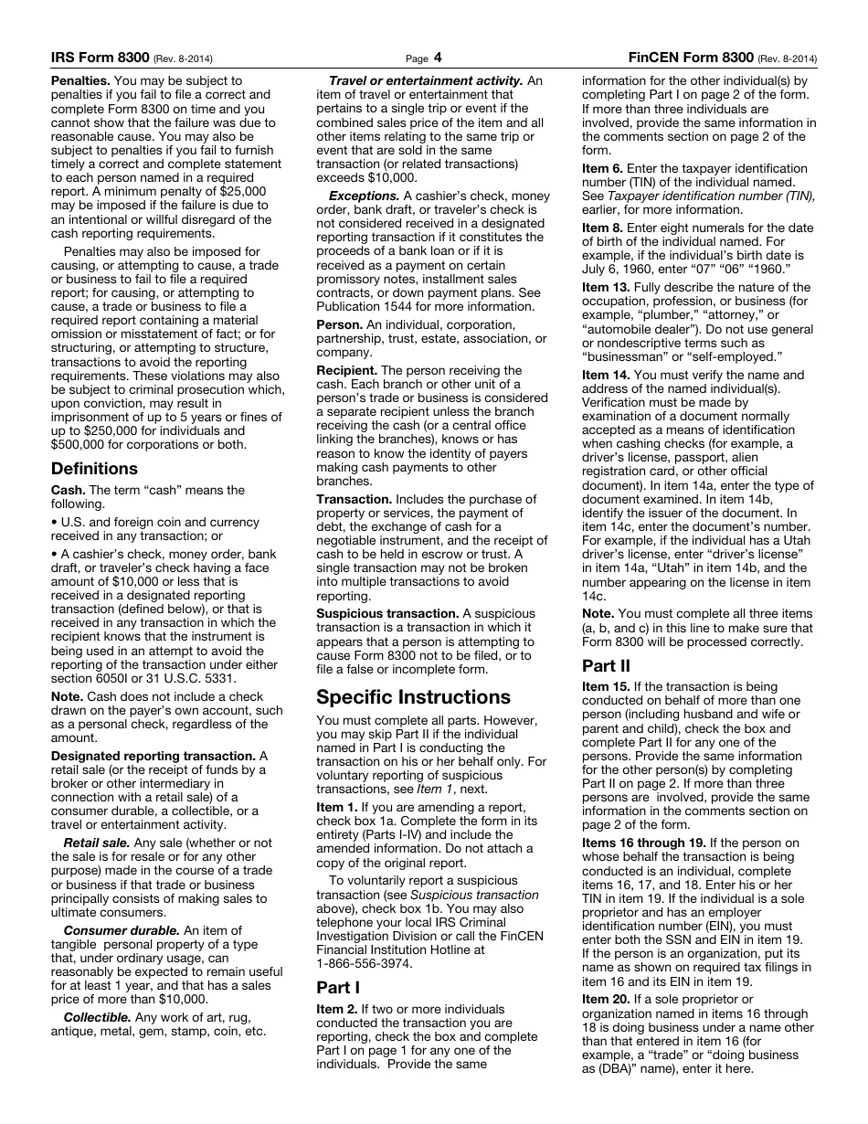 Printable Form 8300