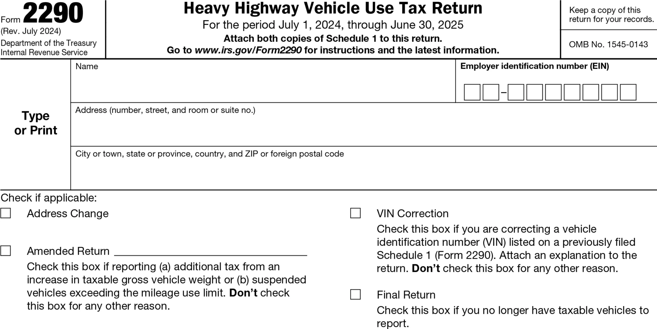 Form 2290 Print And File