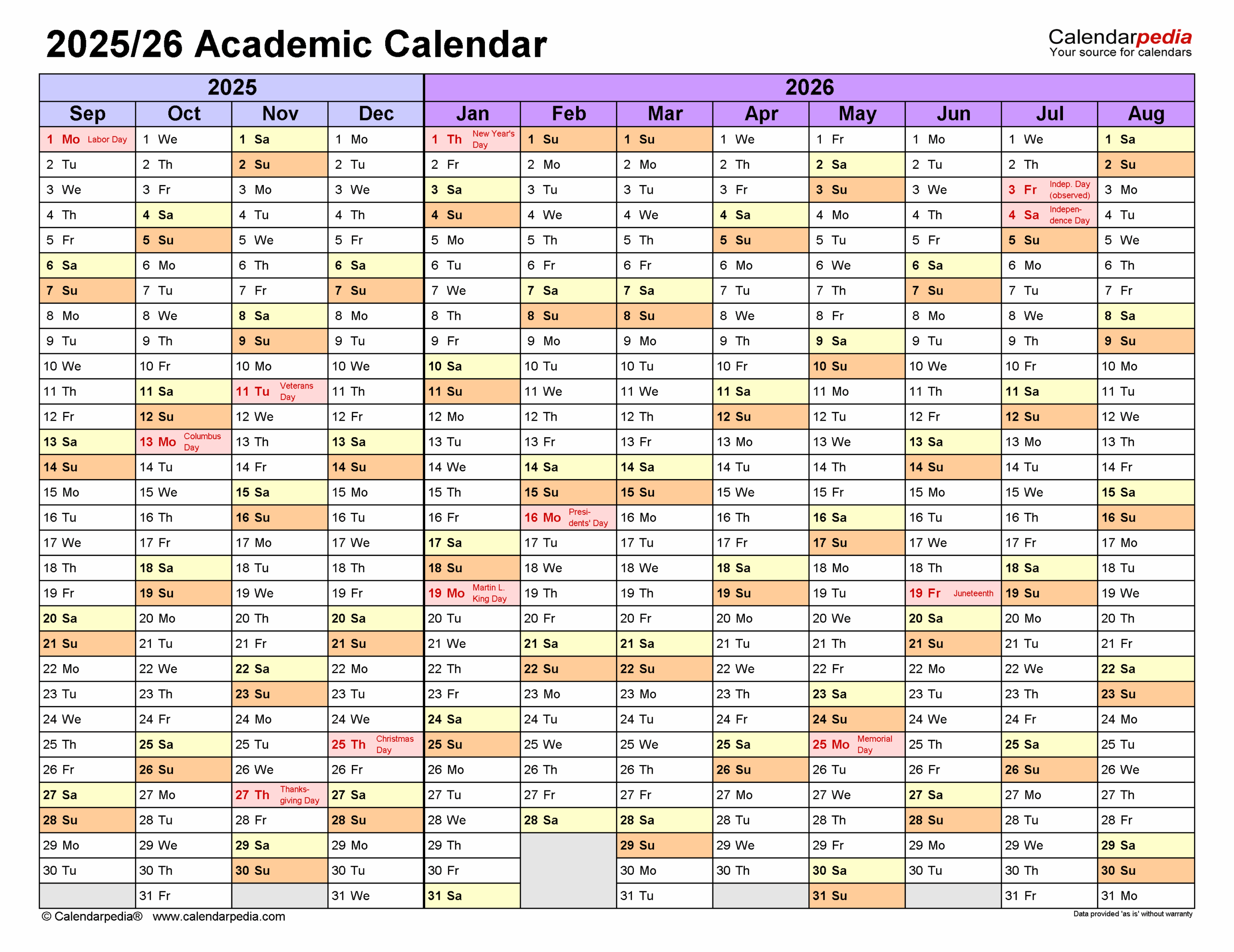 Printable Blank Fall Semester Calendar