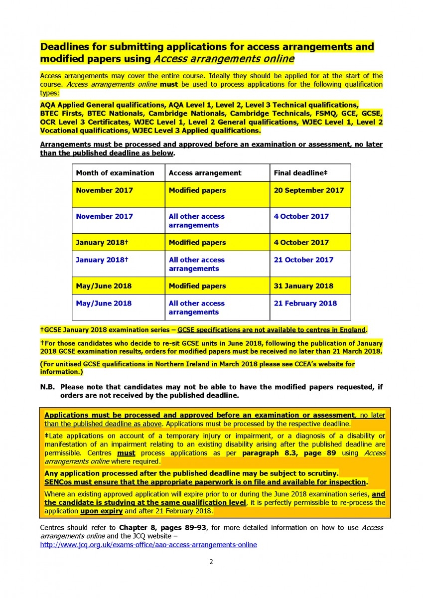 Jcq Access Arrangements Form 8