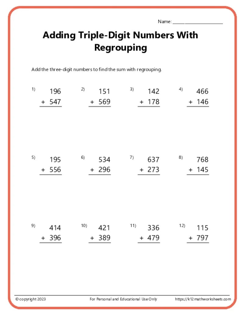 Addition Worksheets Printable