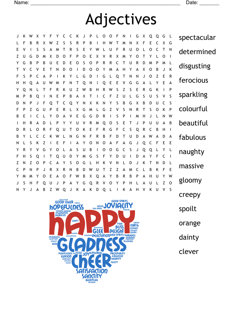 Easy Crossword Puzzles For Adjectives