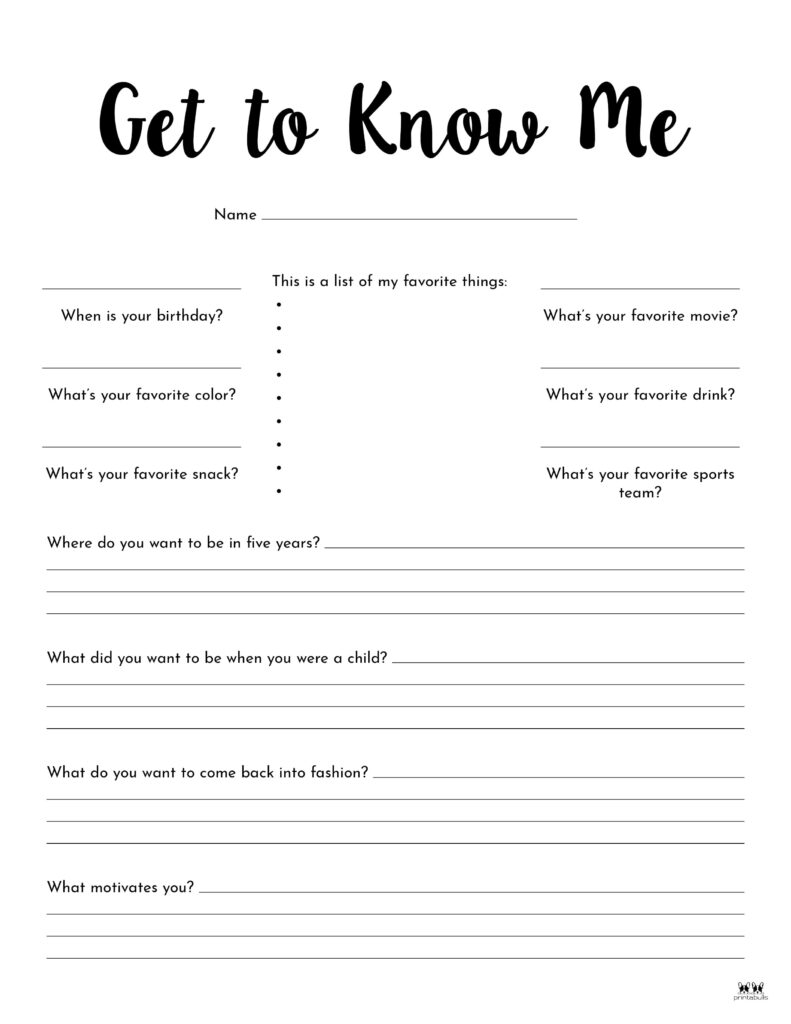 All About Me Printable Worksheets 50 FREE Printables All About Me Printable Worksheets 50 FREE Printables