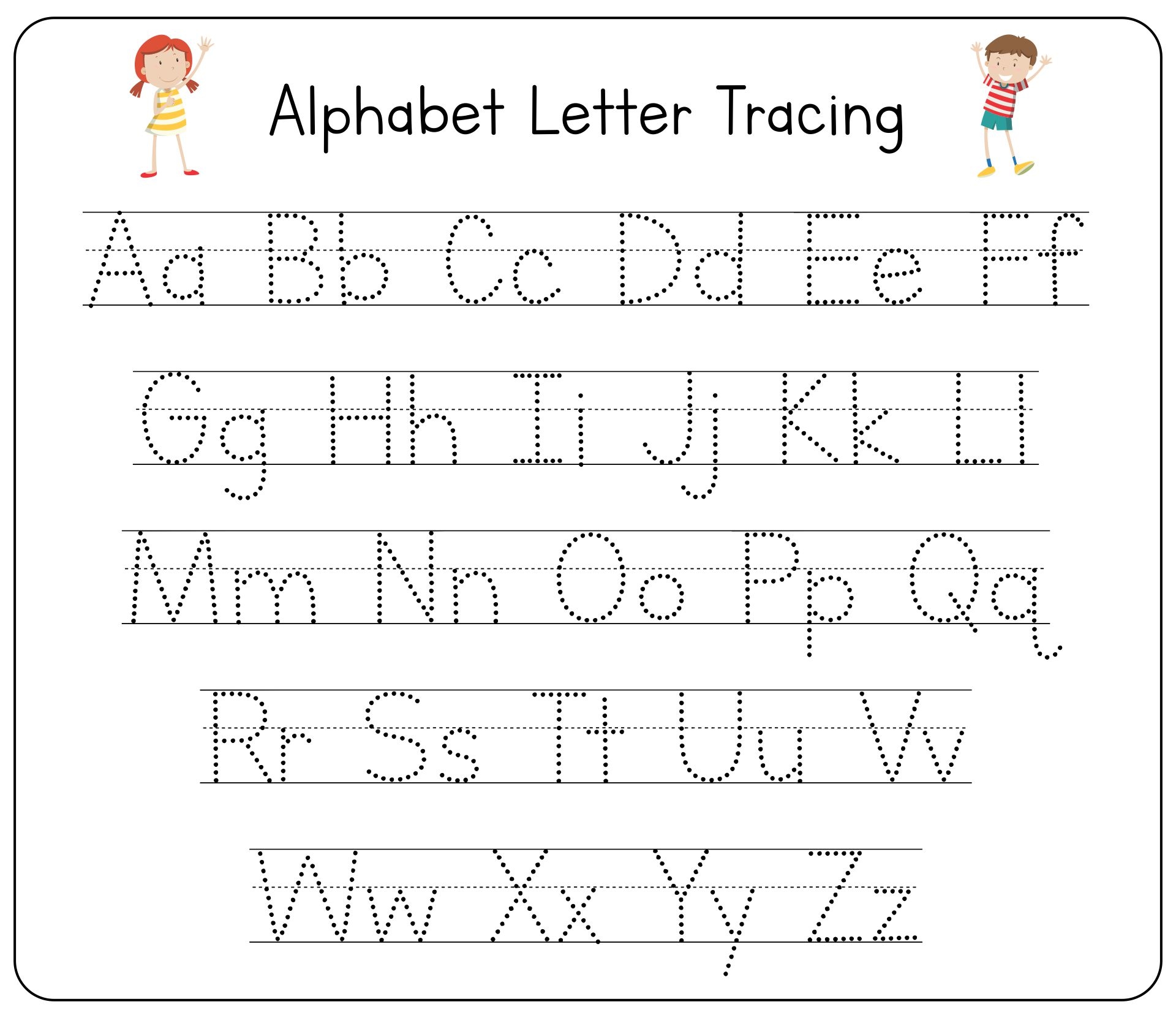 Alphabet Tracing Worksheets A Z Free Printable For Kids 123 