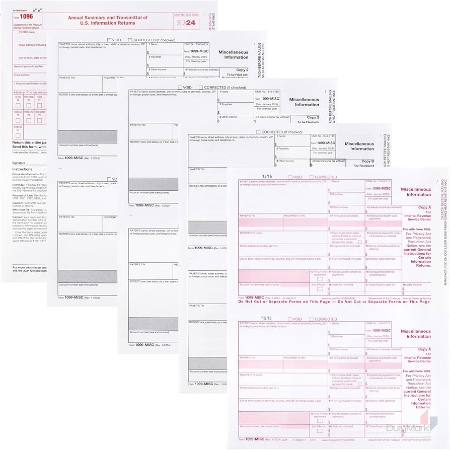 Amazon 1099 MISC Forms 2024 3 Part Tax Forms Kit For 25 