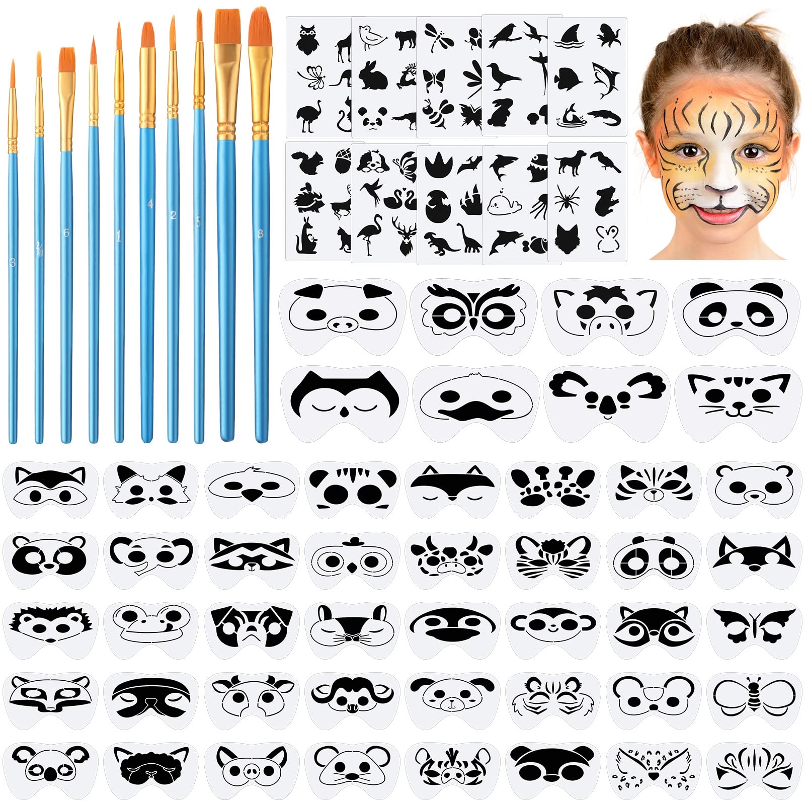 Amazon Fainne 68 Pcs Face Paint Stencils Kit 48 Reusable 