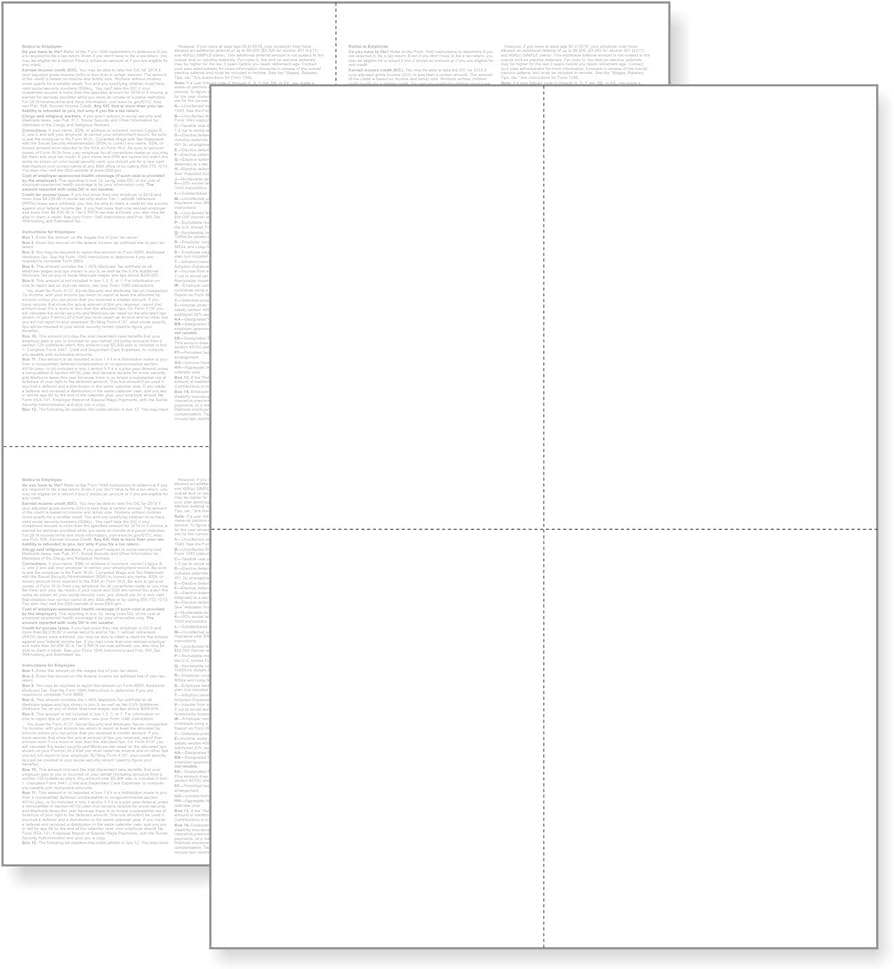 Amazon NextDayLabels W 2 4 Up Employee Tax Forms 