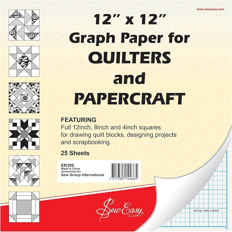 Amazon Sew Easy ER399 Quilters Graph Paper Pad 8in 4in 