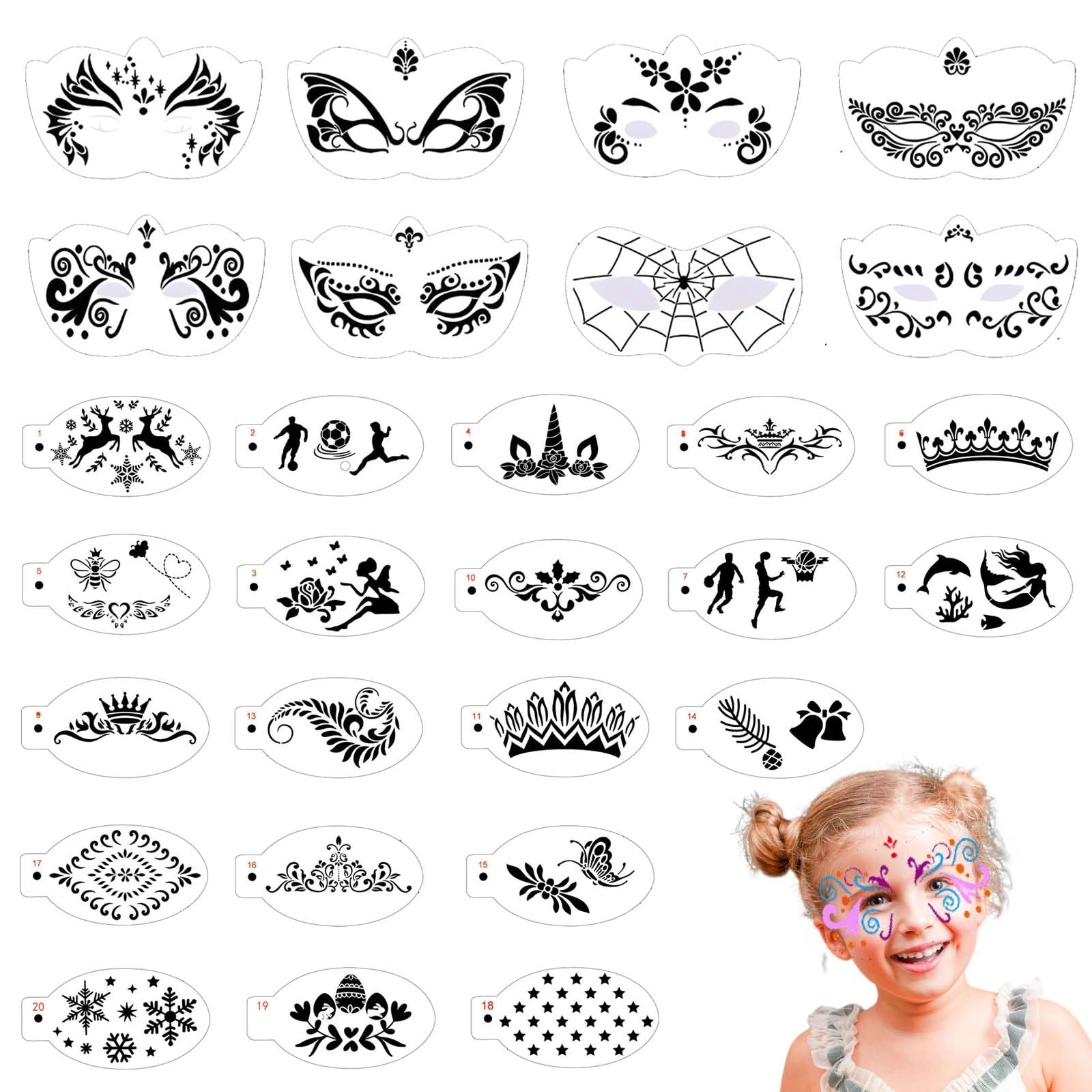 Amazon Twpribarn 28 Pcs Face Paint Stencils Kits Face 