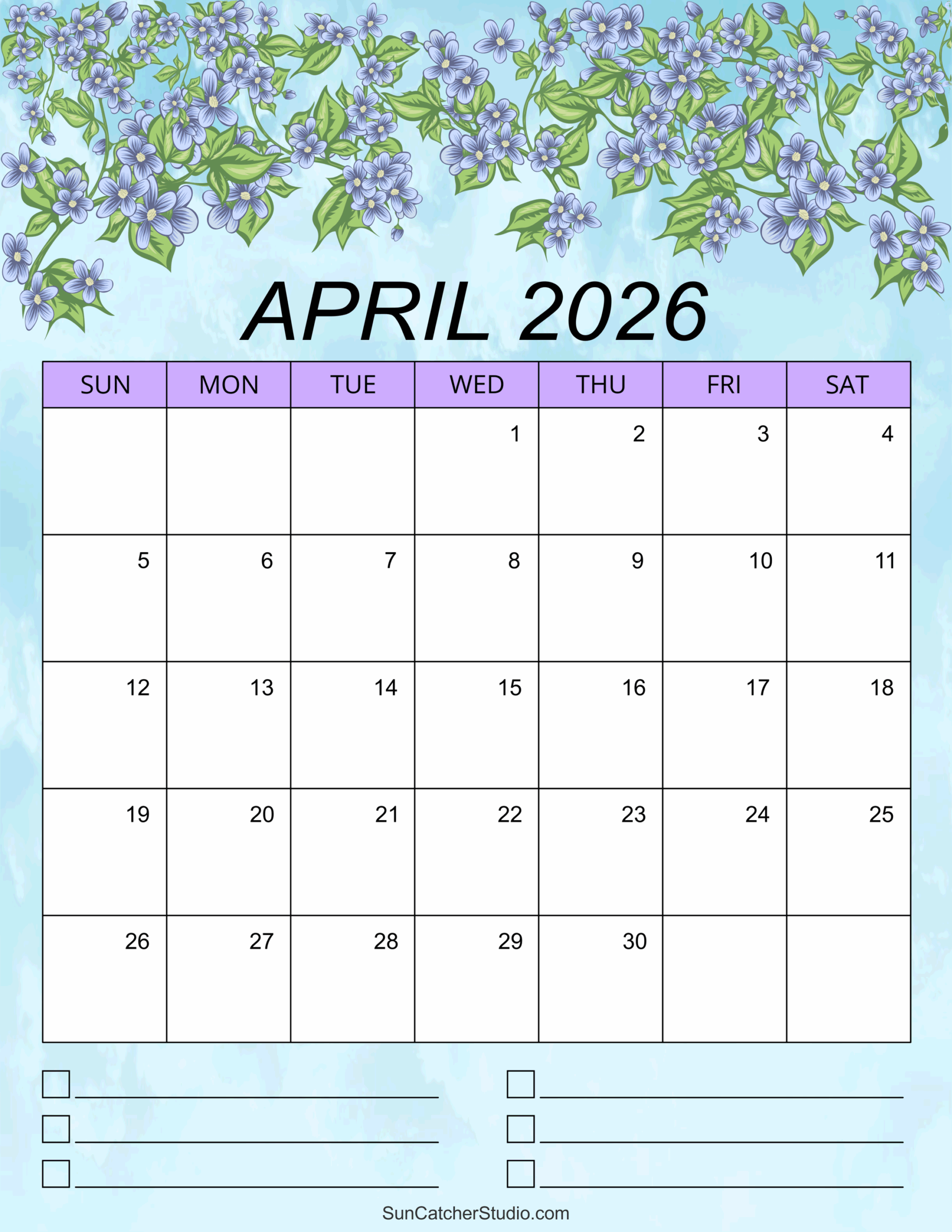 April 2026 Printable Calendar With Holidays
