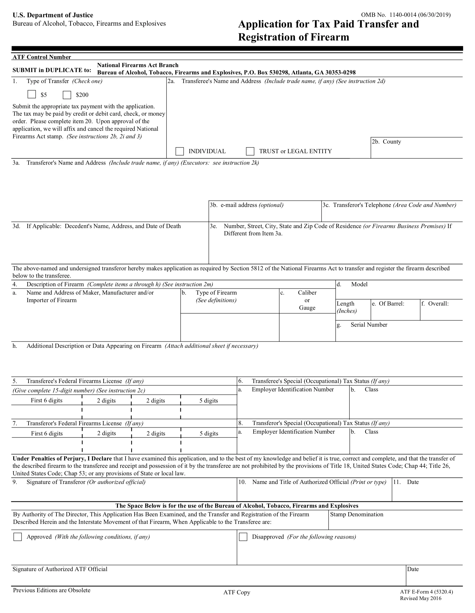 ATF Form 4 NFA Tax Stamp Walk Through Guide National Gun Trusts