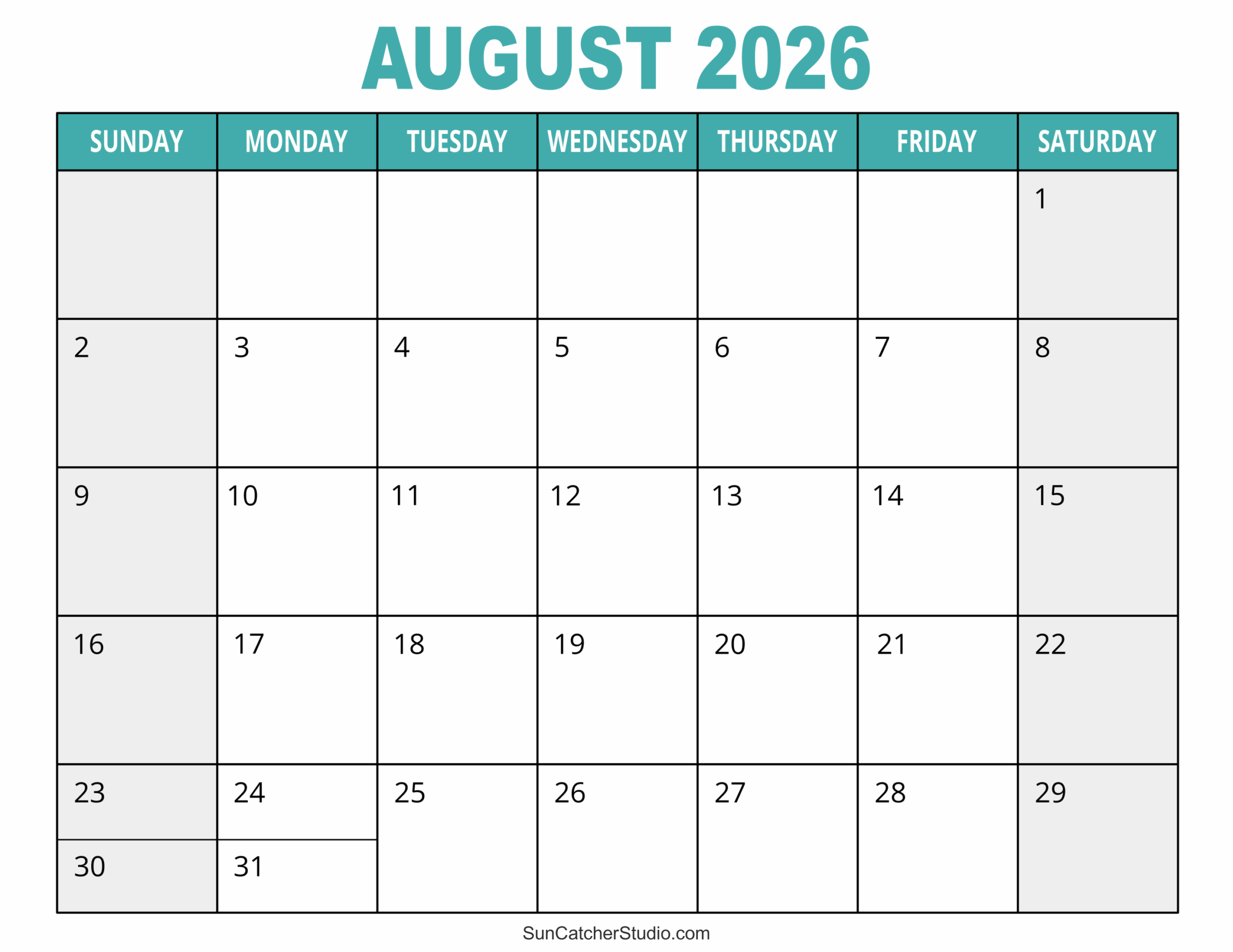 August 2026 Calendar Free Printable Free Printables Monograms 