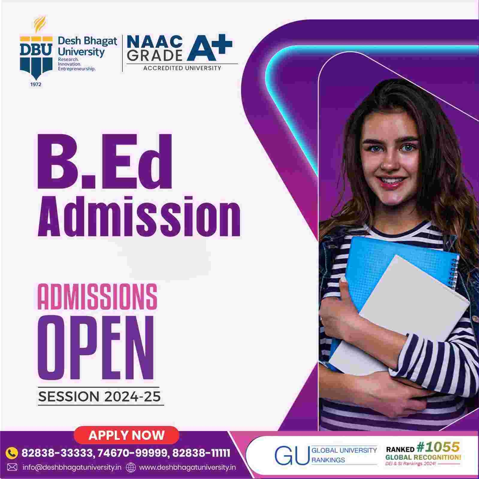 b ed admission apply now 2025 2026 top rank university in