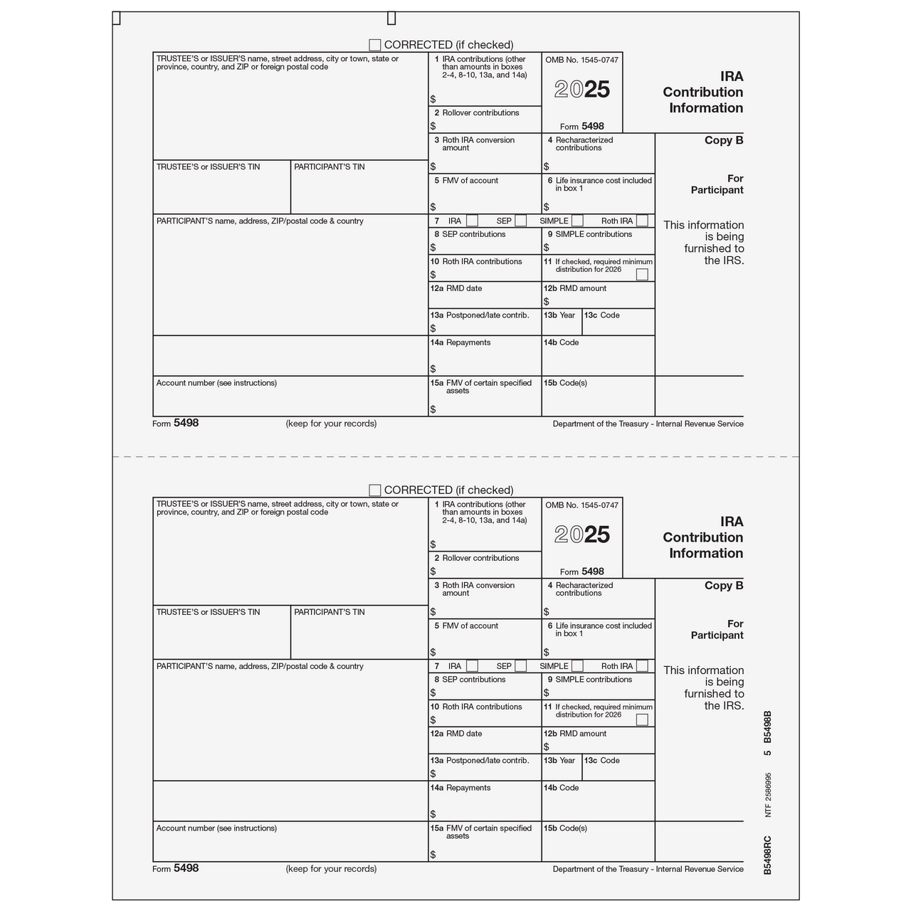 B5498RC05 Form 5498 IRA Contribution Information Copy B 