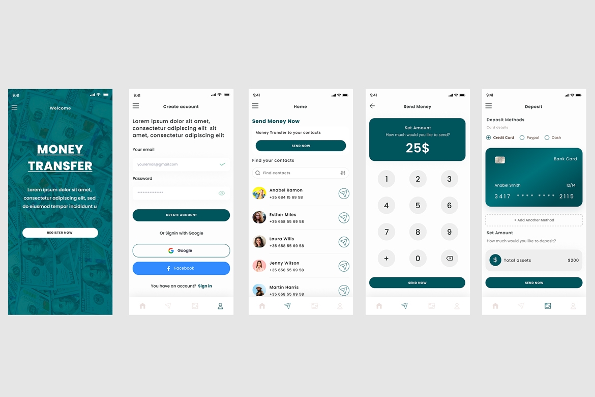  Bank Send Cash amp Transfer Money amp Banking App Design Template
