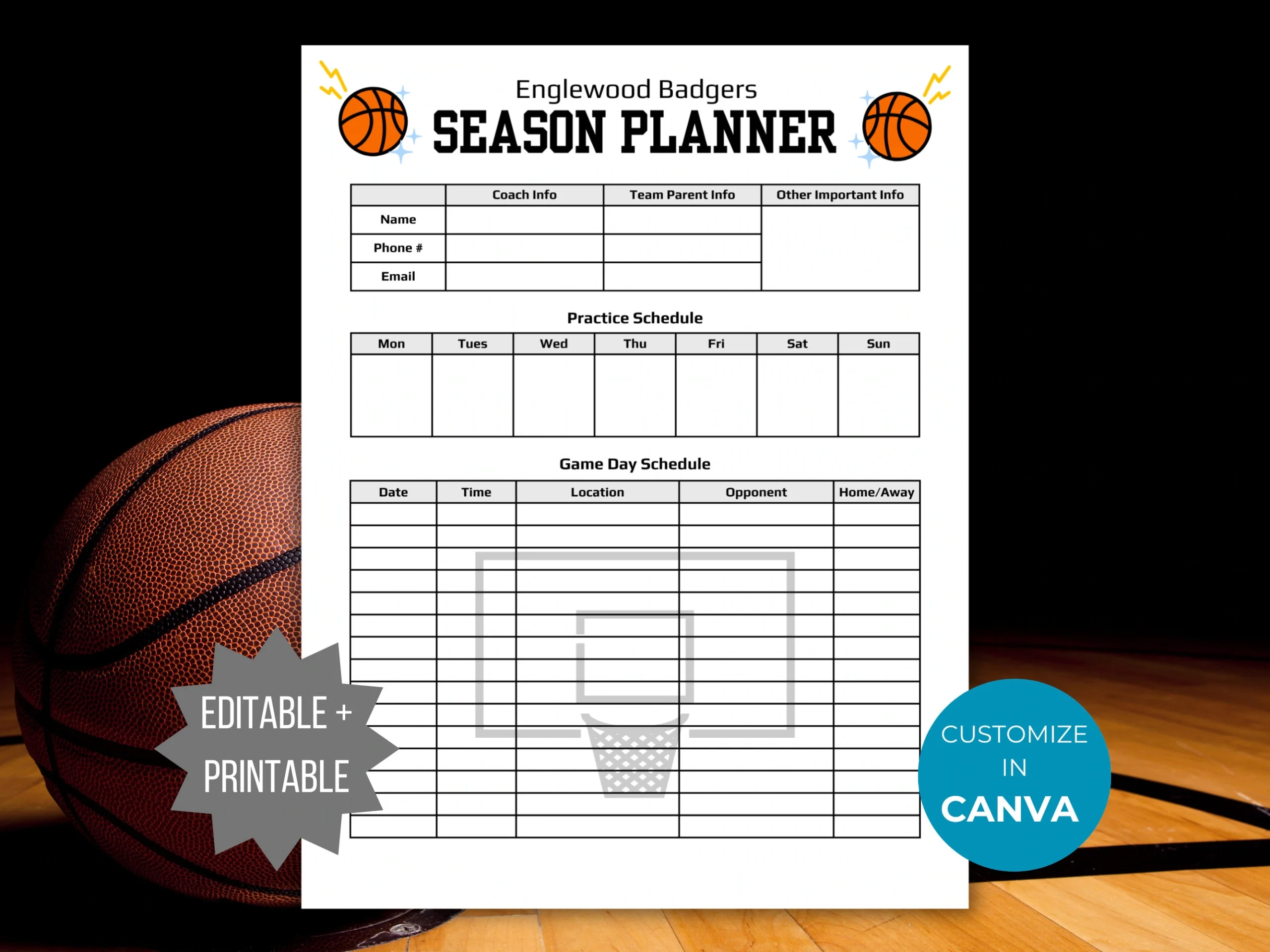 Basketball Template Printable