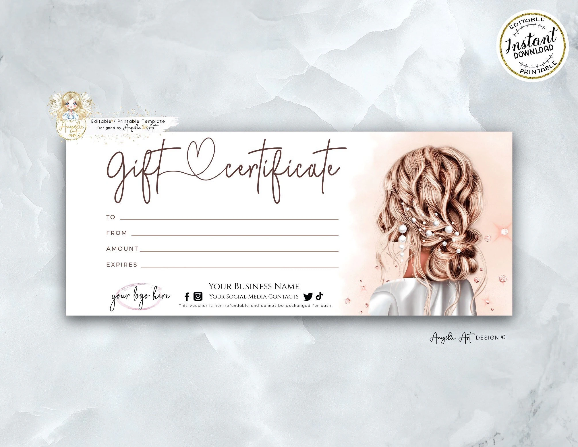 Beauty Gift Certificate Template Hair Salon Gift Voucher Hair 